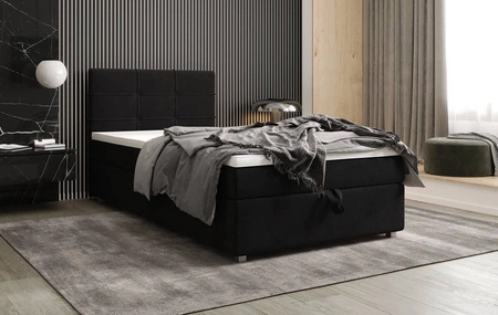 Boxspringbett Fresno 120x200 schwarz im modernen skandinavischen Stil mit gepolstertem Kopfteil Bett mit Staukasten