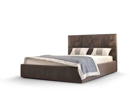 Polsterbett Hestia 180x200 mit Stauraum Hellbraun moderner skandinavischer Stil mit bequemem Kopfteil