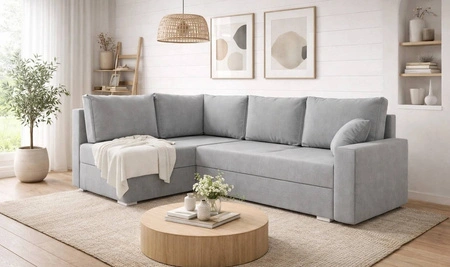 Ecksofa mit Schlaffunktion Nofi hellgrau links modernes Design eine schlichte und stilvolle Einheit, die in jede Einrichtung passt