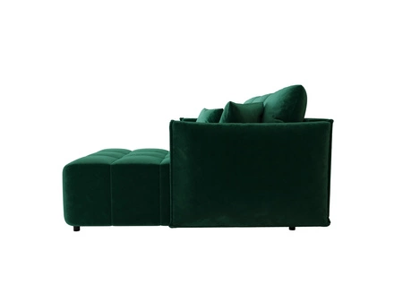 Schlafsofa Oroso Flasche grün rechts weicher Samtstoff mit hydrophober Beschichtung Bettzeug Container