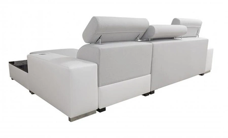 Ecksofa mit Schlaffunktion Provo braun / weiß rechtes Ecksofa mit Bettkasten und Funktionserweiterung