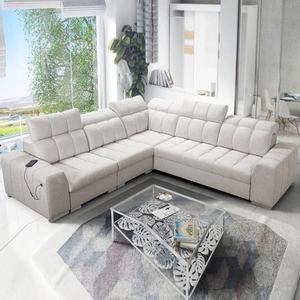 Ecksofa mit Schlaffunktion Luigi III hellbeige links bequemes Ecksofa für das Wohnzimmer perfekt für die tägliche Entspannung