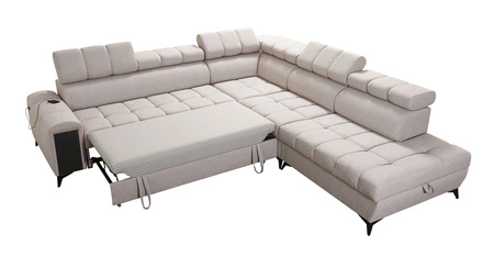 Ecksofa mit Schlaffunktion Bolmso IX graphit rechte Seite bequemes Ecksofa für Wohnzimmer mit Schublade Bettzeug Container stilvolles Design