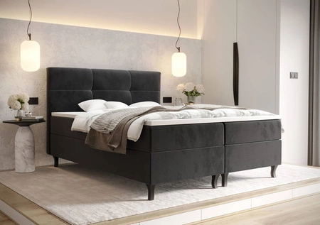 Boxspringbett Melba 180x200 graphit Bett im modernen skandinavischen Stil mit markantem Kopfteil