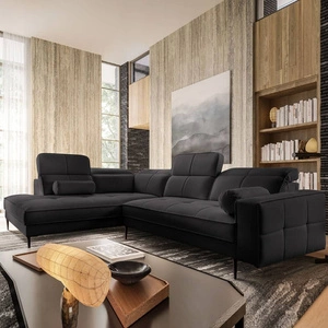Ecksofa Samos schwarz links modernes Design einfach und stilvoll Körper in jedes Interieur Design passen verstellbare Kopfstützen