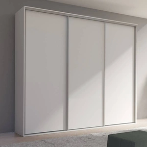 Schiebeschrank Grande 277 cm weiß geräumiger Kleiderschrank in moderner Form, ausgestattet mit Aluminium-Türgleitern