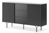 Kommode Adamant 144 cm schwarz graphit modernes Design push to open system für Türen und Schubladen original Möbel mit gefräster Front