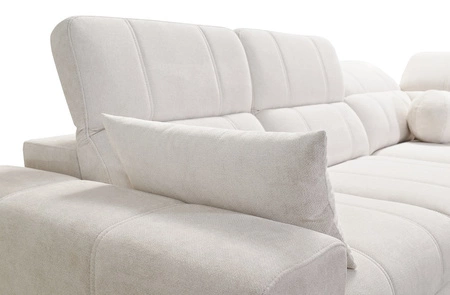 Ecksofa mit Schlaffunktion Penejos III Lux beige rechtsseitiges bequemes Ecksofa für das Wohnzimmer mit ausziehbarem Fußteil Bettwäschecontainer