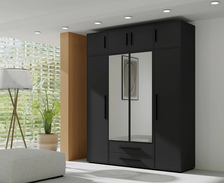 Garderobenerweiterung Maxione 198 cm schwarzer Funktionsschrank bietet mehr Stauraum für Kleidung, Schuhe und Accessoires