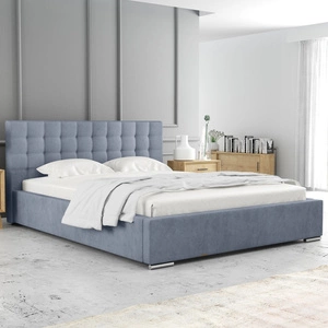 Polsterbett Umiky 180x200 blau stilvolles Bett mit Bettzeugablage bequemes Kopfteil besticht durch sein elegantes Design