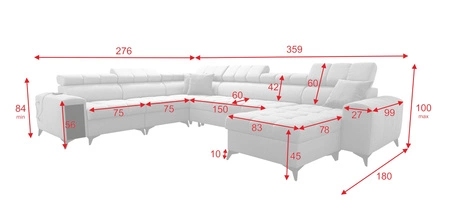 Ecksofa mit Schlaffunktion Bolmso VIII graphit rechts elegantes und bequemes Ecksofa mit Schublade ideal für geräumige Innenräume