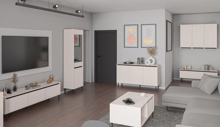 Osaka Kommode 149 cm beige / schwarz minimalistisches Design perfekt für das Wohn- und Schlafzimmer geschmackvolle geriffelte Front