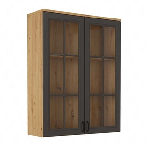 Kommode Erweiterung Style 100 cm Eiche artisan / grau graphit klassisches Design Sicherheit gehärtetes Glas gefräste Fronten Metallgriffe