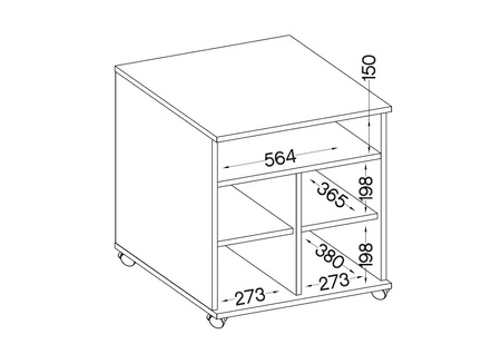 Schrank auf Rädern Makana Eiche handwerkliche Funktionsmöbel für das Büro oder Jugendzimmer