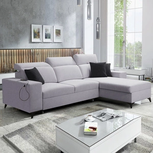 Ecksofa mit Schlaffunktion Kelly Sleek grau Esche rechts geflochten bequem und funktional Ecksofa Bett für Wohnzimmer
