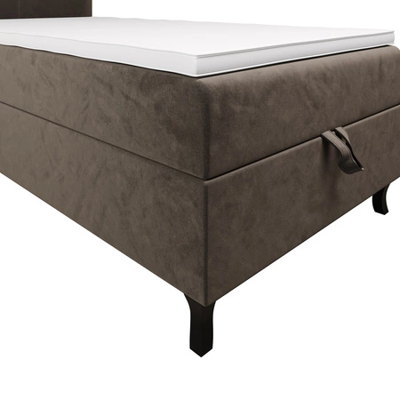 Boxspringbett Melba 120x200 hellbraun Bett im modernen skandinavischen Stil mit gepolstertem Kopfteil Bett mit Staukasten