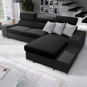 Ecksofa mit Schlaffunktion Ecksofa Provo schwarz rechts mit Bettkasten und Funktionsauszug