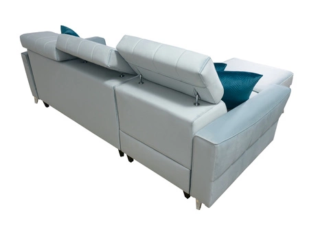 Ecksofa mit Schlaffunktion Rava hellbeige linksseitig Samt komfortables und funktionelles Ecksofa mit verstellbaren Kopfstützen