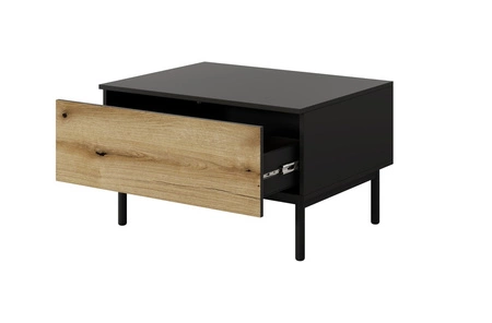 Clovis Couchtisch schwarz / Eiche evoke elegantes Design Couchtisch mit geräumigen Schublade auf einem stabilen Sockel gesetzt