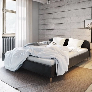 Ivrea 140x200 schwarz gepolstertes Bett mit Kopfteil im modernen Stil ideal für Schlafzimmer