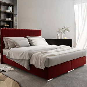 Boxspringbett Sarona 160x200 dunkelrot Bett im modernen skandinavischen Stil mit markantem Kopfteil