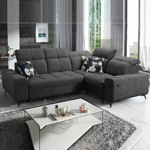 Schlafsofa Buffalo II graphit rechte Ecke funktionelles und stilvolles Schlafsofa mit verstellbaren Kopfstützen