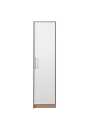 Kleiderschrank Caspe 50 cm hell sonoma Eiche / weiß modernes Design ABS-Finish und Aluminium-Griffe