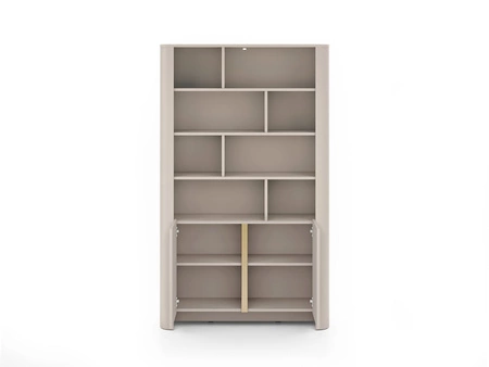 Bücherregal Bari 103 cm beige funktionelles und modernes Design gedeckte Farben Bücherregal mit Türen im minimalistischen Stil