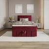 Boxspringbett Casey 90x200 dunkelrot im modernen skandinavischen Stil mit gepolstertem Kopfteil Bett mit Staukasten