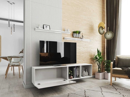 Hängeschrank RTV Astros 172 cm weiß / weiß glänzend mit Einlegeböden minimalistisches und elegantes Design, das in jedes Interieur passt
