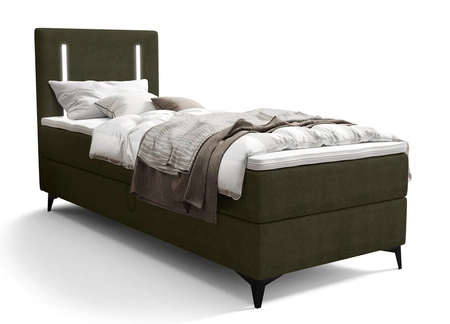 Boxspringbett Norco 80x200 grün stilvolles Bett mit Staukasten Beleuchtung im Kopfteil fügt eine einzigartige Note