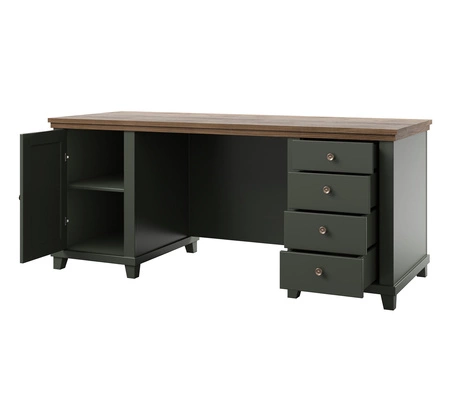 Schreibtisch mit Schubladen Evora 180 cm Flasche grün / Eiche lefkas geschmackvolles Design wird Liebhaber von ausdrucksstarken Interieur für das Arbeitszimmer oder Büro begeistern