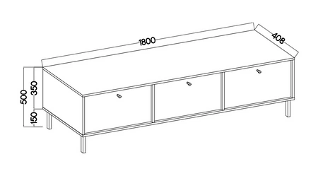 RTV Schrank Kioto II 180 cm beige stilvolles Design Metall goldene Beine Schrank mit nach unten öffnenden Türen gedämpfte Farben