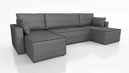 Ecksofa mit Schlaffunktion Rebenes U grau Universal-Ecksofa dreidimensionaler Stoff mit ausdrucksstarken Streifen Bettzeugcontainer