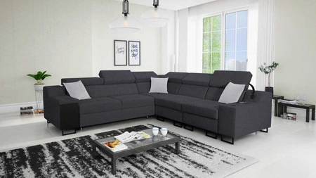 Ecksofa mit Schlaffunktion Alcamo III graphit rechte Seite funktionelles Ecksofa mit Schublade in der Seite zwei Behälter für Bettzeug