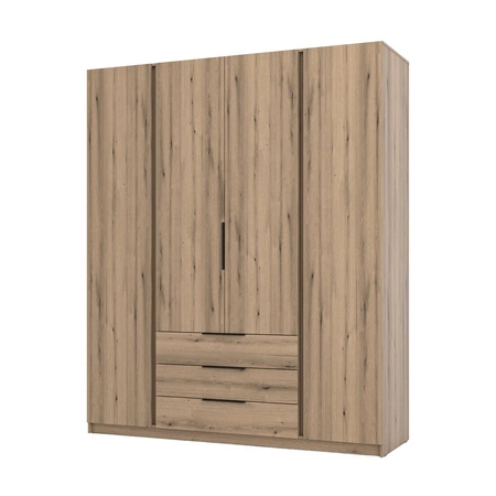 Kastano Kleiderschrank 200 cm Eiche evoke stilvolles Design Metallkante Griffe ideal Kleiderschrank für Schlafzimmer geräumige Schubladen