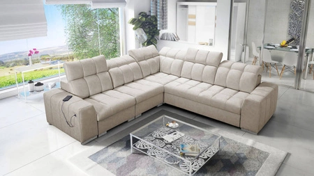 Ecksofa mit Schlaffunktion Luigi III beige links bequemes Ecksofa für das Wohnzimmer perfekt für die tägliche Entspannung