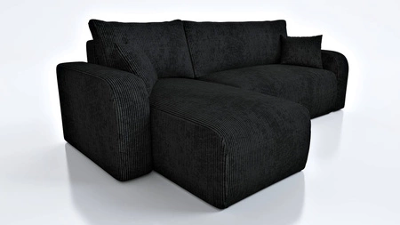 Ecksofa mit Schlaffunktion Fiesta schwarz universal Ecksofa für Wohnzimmer Kordstoff Bettzeug Container
