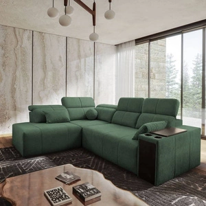 Ecksofa mit Schlaffunktion Tesalia VII mint links modernes Design komfortable Schiebelehne Schublade in der Seite des Möbels