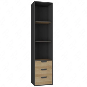 Bücherregal mit Schubladen Nano 45 cm graphit / Eiche riviera Kante mit speziellen Furnier fertig stilvolle und funktionale Ergänzung für das Büro und Jugendzimmer