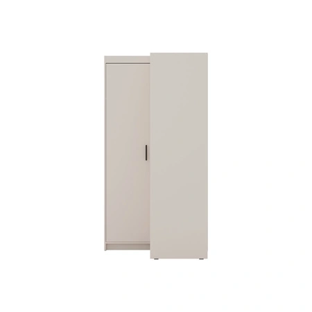 Eckkleiderschrank Rene beige sand stilvolles Design ABS Einfassung Schlafzimmer Schrankfronten in matt schwarzer Ausführung Griffe