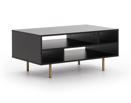 Sula schwarz Wohnzimmer Möbel-Set mit Metallgriffen dekorative geriffelte Fronten Push-to-Open-System bereichert