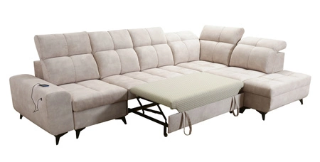 Ecksofa mit Schlaffunktion Buffalo XI Olive rechte Seite stilvolles Ecksofa mit drei Bettkästen Veloursstoff