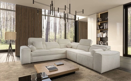Ecksofa mit Schlaffunktion Viano III cremefarben rechts stilvolles Ecksofa mit Bettzeugcontainern perfekt für moderne Interieurs