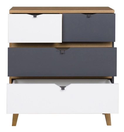 Memone Möbelset goldene Eiche / weiß / graphit modernes Design stilvolles Möbelset für Jugendzimmer im skandinavischen Stil