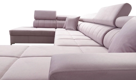 Ecksofa mit Schlaffunktion Nausa VI kastanienbraun rechte Seite stilvolle Ecksofa für Wohnzimmer mit komfortablen Finish weichen Samt Stoff