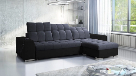 Ecksofa mit Schlaffunktion Luigi graphit / schwarz rechtes Ecksofa mit zwei Bettkästen Stoff mit interessanter Struktur