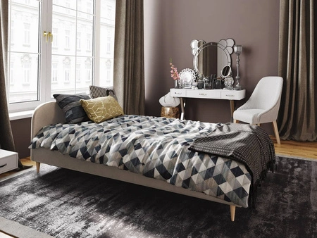 Ivrea 90x200 beige gepolstertes Bett mit modernem Kopfteil, ideal für ein Jugendzimmer oder ein kleines Schlafzimmer