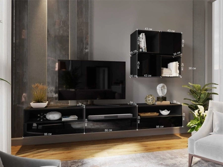 Dion weiß / weiß glänzend Universeller und stilvoller Hängeschrank für das Wohnzimmer Push-to-Open-System für Türen und Schubladen