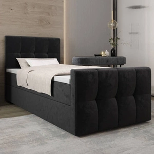 Boxspringbett Manhattan 90x200 graphit Bett im modernen skandinavischen Stil mit gepolstertem Kopf- und Fußteil Bett mit Staukasten